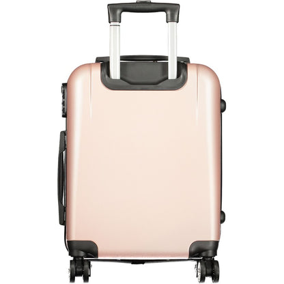 Laura Biagiotti Pink Polyethylene Luggage And Travel, small trolley with handle, wheels, zip closure, logo, and combination padlock.