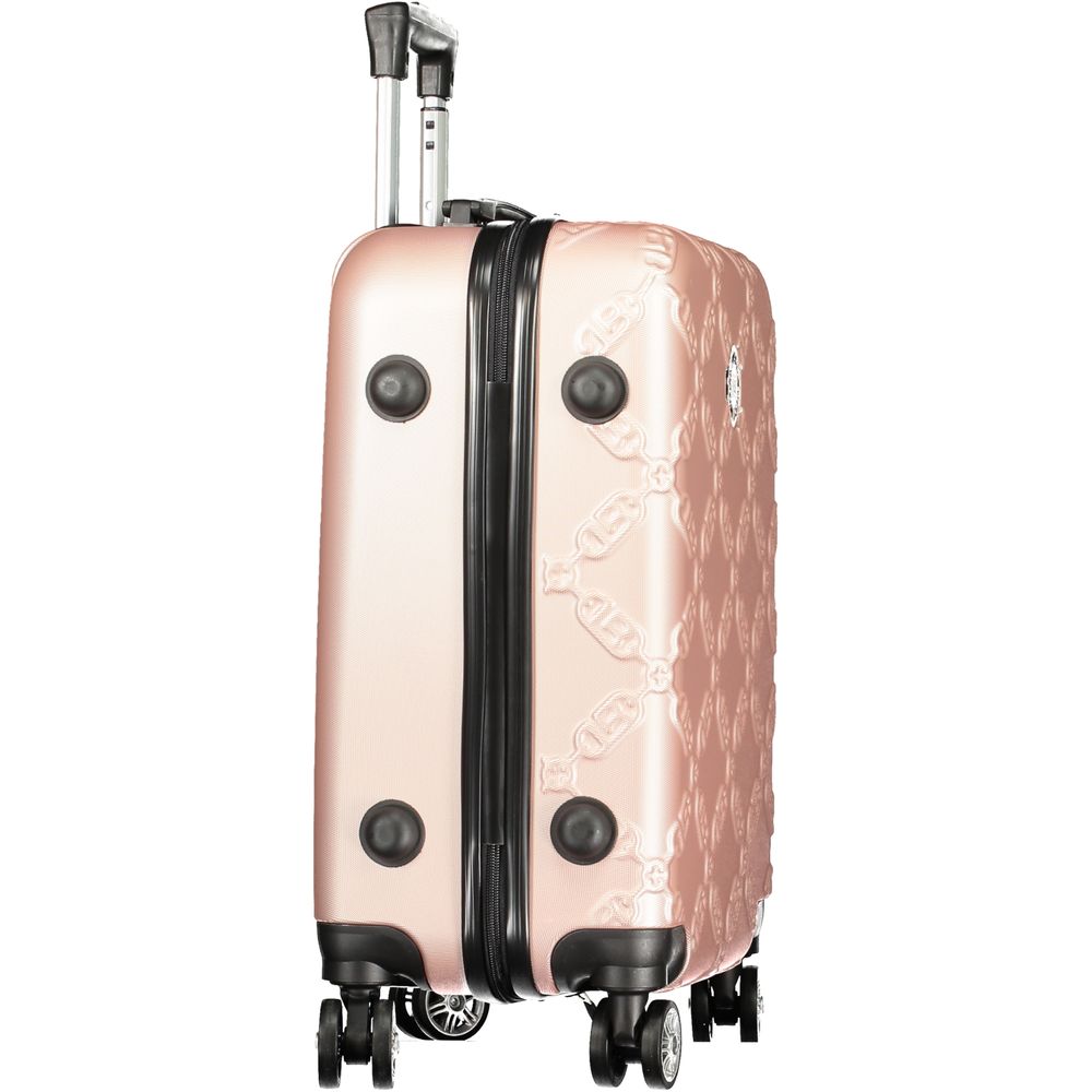 Laura Biagiotti Pink Polyethylene Luggage And Travel, small trolley with wheels, contrasting details, zipper closure, and combination padlock