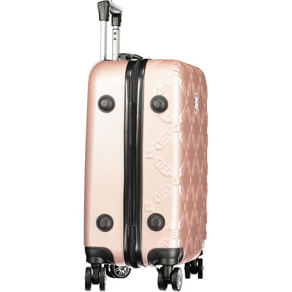 Laura Biagiotti Pink Polyethylene Luggage And Travel, small trolley with wheels, contrasting details, zipper closure, and combination padlock