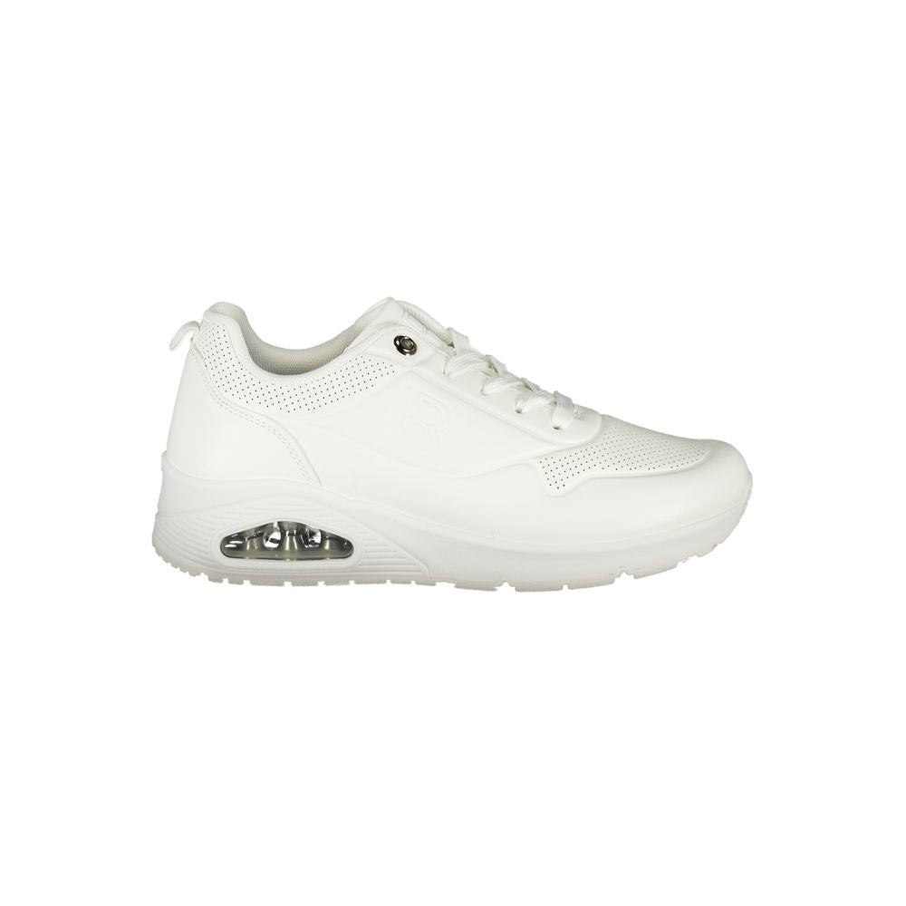 Laura Biagiotti White Polyester Women Sneaker with sleek design and contrasting details.