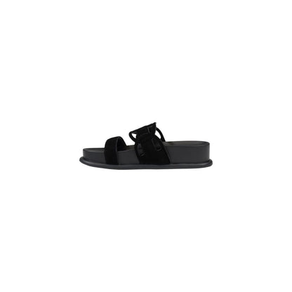 Liu Jo Black Leather Flat Sandals with double strap design for chic summer looks