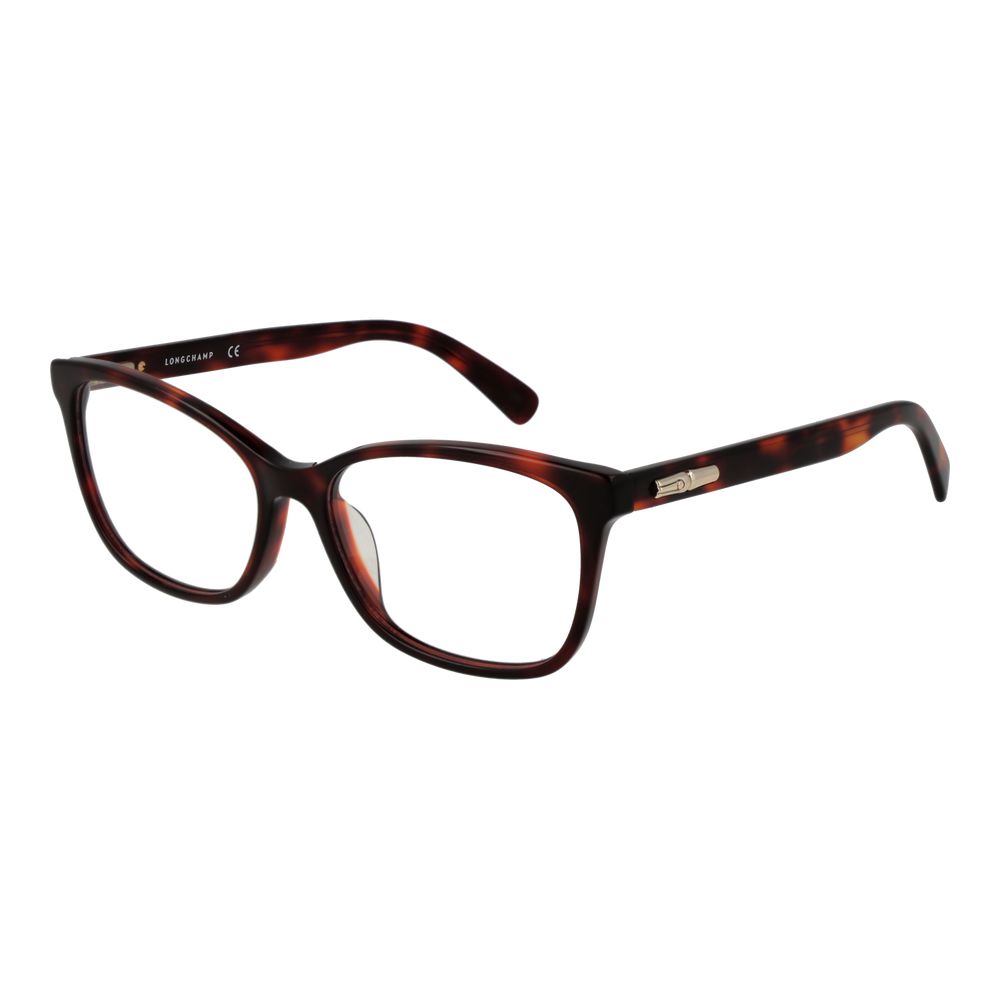 Longchamp Red Women Glasses Frame - Full-Rim Rectangle Cellulose Acetate in Red with Demo Plastic Lenses, Size 54-16-140, Includes Case