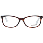 Longines Brown Women Glasses Frame in acetate with full-rim rectangle style, demo lenses, and branded case, size 54-16-140.