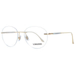 Longines Gold Men Glasses Frame with rimless round design, metal frame, and demo lenses, includes branded case, size 53-17-145.