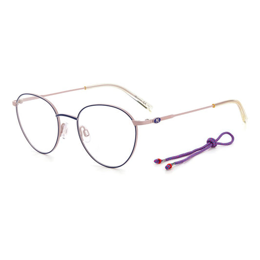 M Missoni Blue Metal Frames with thin round lenses and purple string accent, women’s eyewear model MMI00581ZNE91.