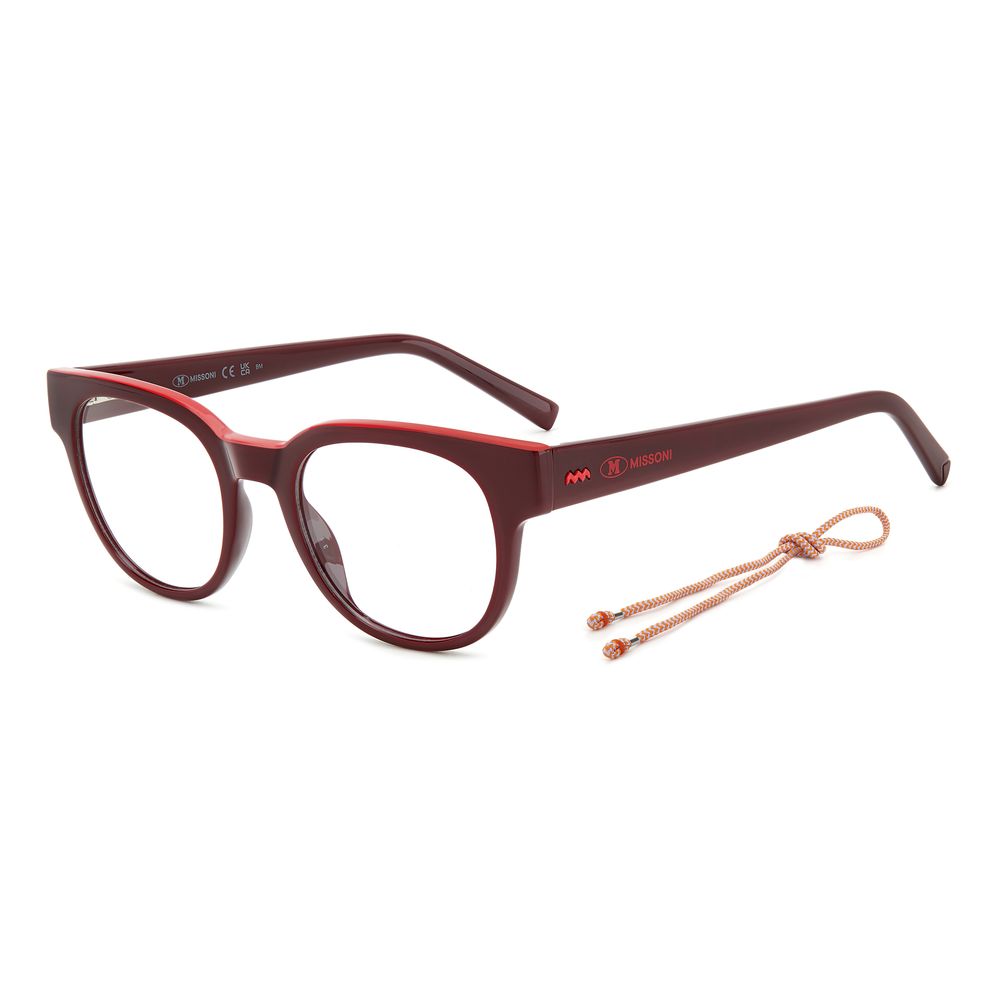 M Missoni Red Resin Frames with strap, model MMI0156LHFE81, featuring 48/19/140 mm dimensions.