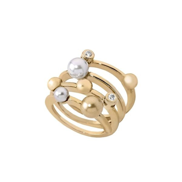 Elegant gold ring with pearls and diamonds, MAJORICA JEWELRY Mod. 10554.34.1.917.010.1, showcasing exquisite luxury design.