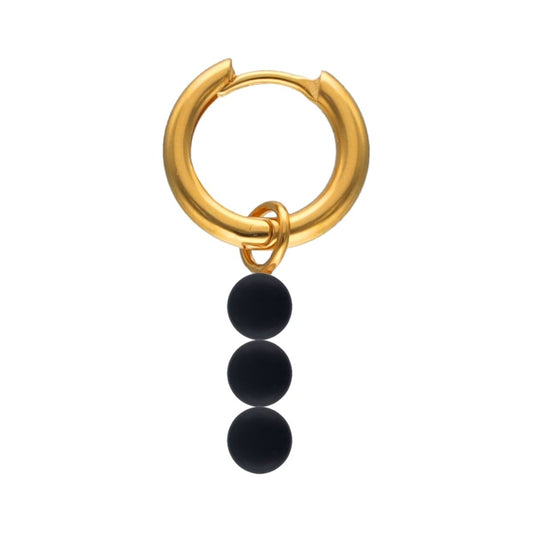 Elegant gold earring with three black beads - MAJORICA JEWELRY Mod. 17535.07.1.E00.909.1