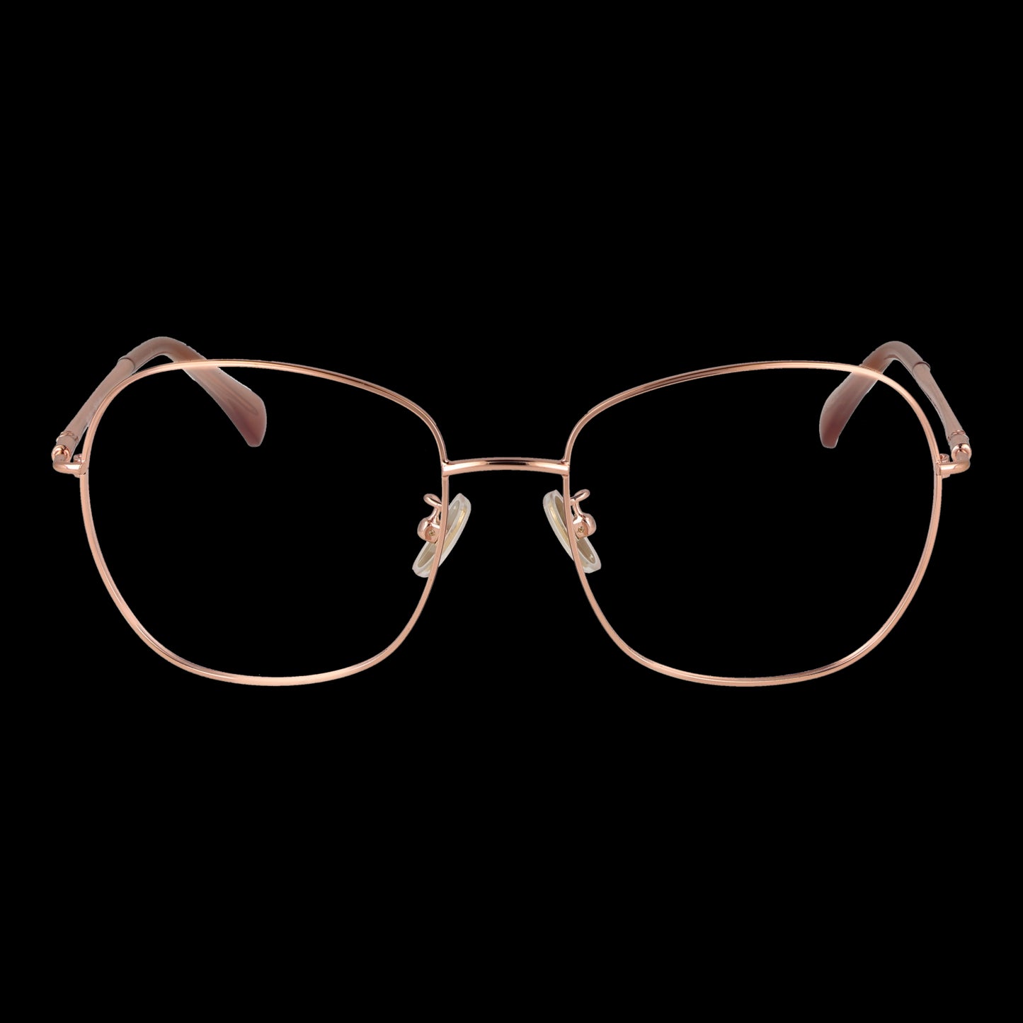 Front view of MAX MARA MOD. MM5077-H 56033 eyewear for ladies, featuring elegant gold metal frames on a black background.