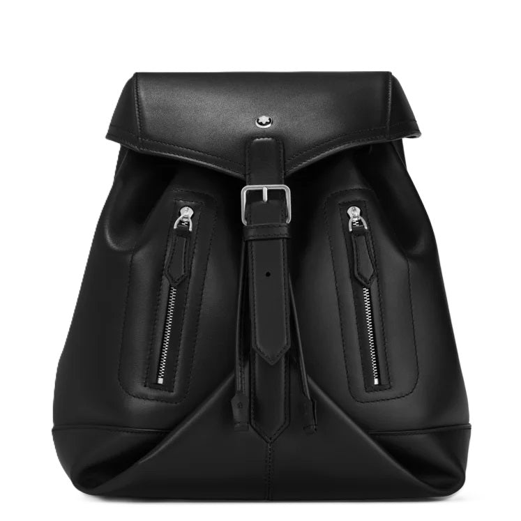 MONTBLANC LEATHER MOD. MEISTERST. black leather knapsack in official box packaging.