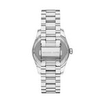 Back view of the stainless steel MICHAEL KORS Mod. LEXINGTON wristwatch with bracelet strap, water resistant 10 ATM, quartz movement.
