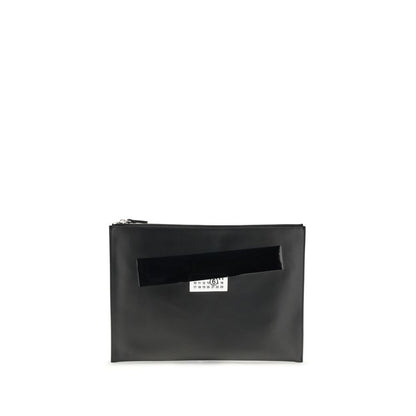 MM6 Black Calf Leather Bos Taurus Clutch Bag