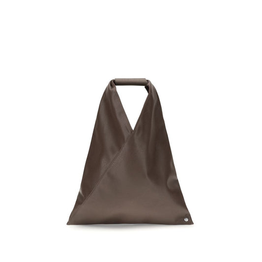 MM6 Brown Polyethylene Handbag with tubular top handle and geometric design by MM6 Maison Margiela, perfect for urban looks.