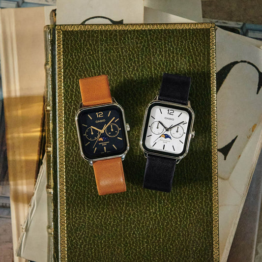CASIO COLLECTION Mod. MOONPHASES LEATHER - BLACK-1