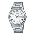 CASIO COLLECTION Mod. DAY DATE - WHITE wristwatch, metal strap, 38mm case, quartz movement, day & date function, official box packaging