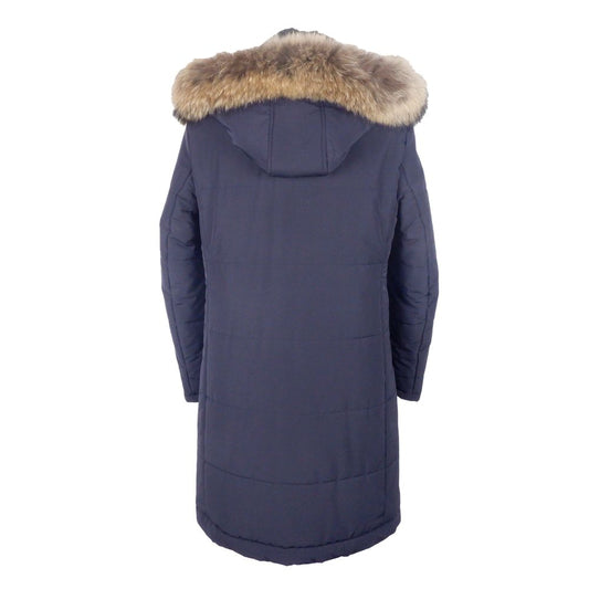Made in Italy Blue Wool Men Raincoat