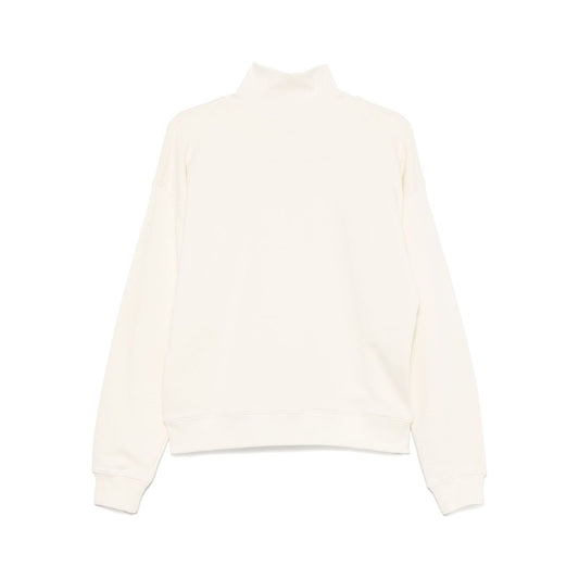 Maison Kitsuné MAISON KITSUNE' Sweaters White with beige half front zip, long sleeves, fox motif, ribbed cuffs, Double Bold Fox Head.