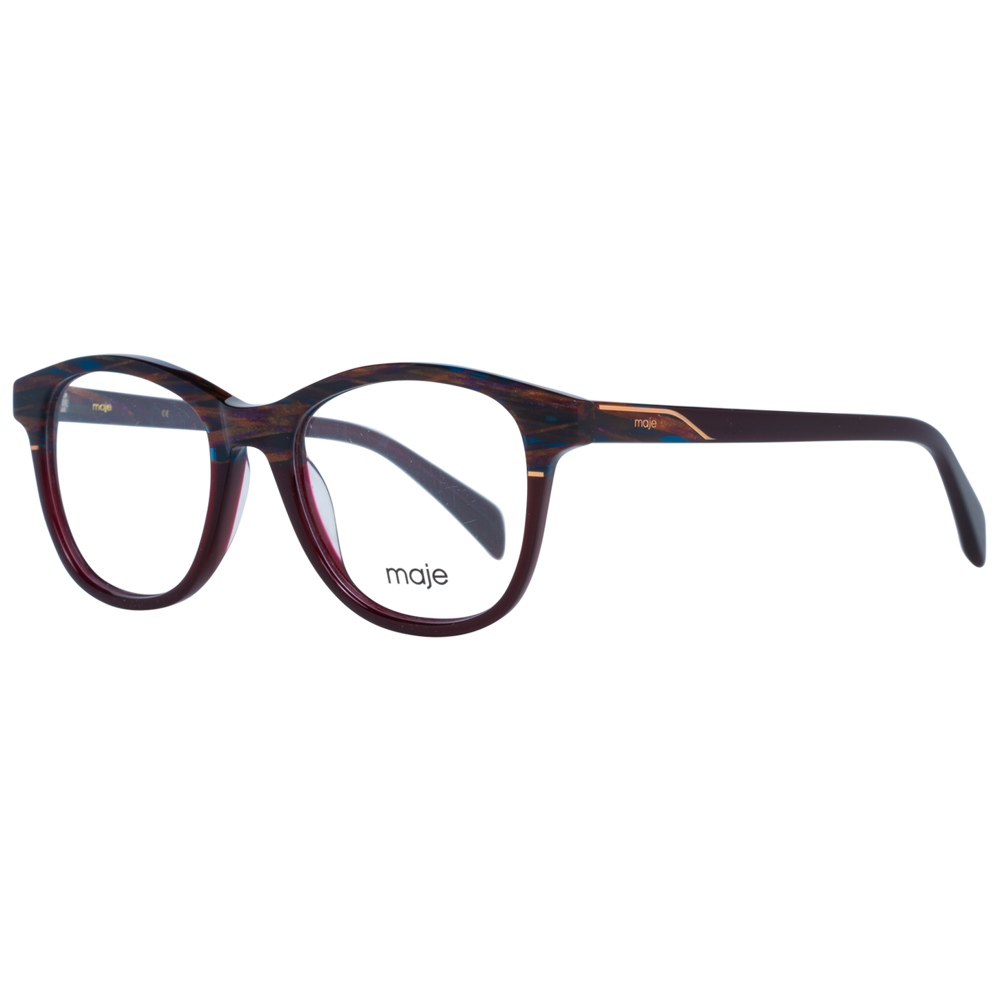 Maje Brown Acetate Glasses (Frames) for women with full-rim round style and brown color.