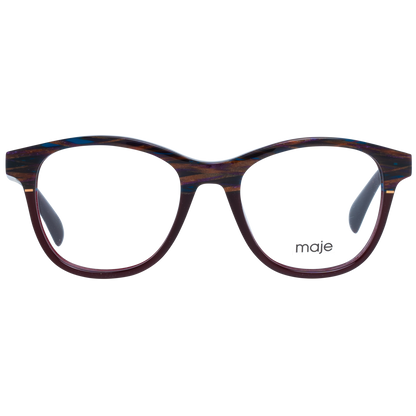 Full-rim Maje Brown Acetate Glasses (Frames) for women in round style with brown acetate frame, demo lenses, and 48-18-140 size.