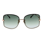 Maje Rose Gold Women Sunglass with gradient green lenses, square rimless design, rose gold metal frame.