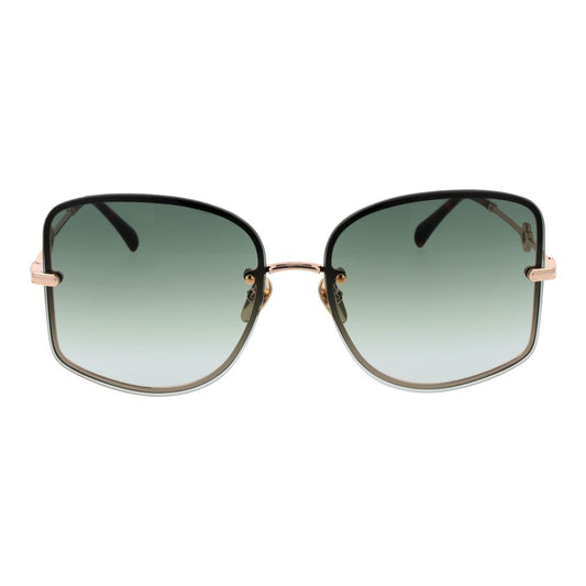 Maje Rose Gold Women Sunglass with gradient green lenses, square rimless design, rose gold metal frame.