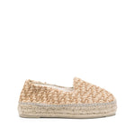 Manebí MANEBI Flat shoes Beige with zigzag raffia design, round toe, branded insole, braided sole, slip-on, 1.6in heel and platform.