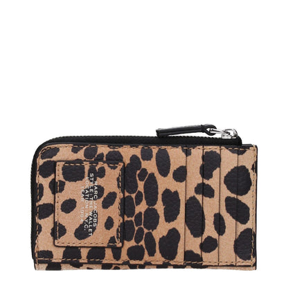 Marc Jacobs Brown Leather Wallet with front and back logo, featuring a stylish animal print design. Ideal accessory for fashion-forward individuals.