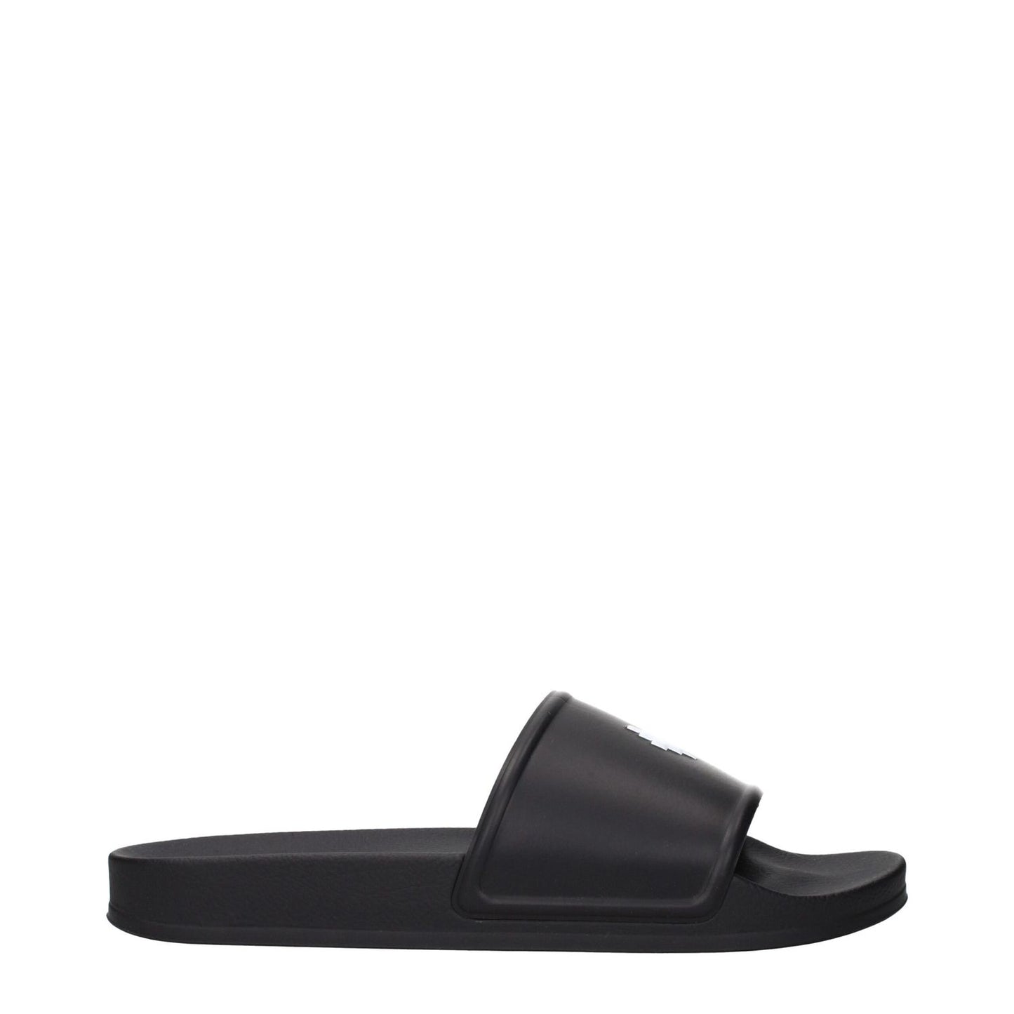 Marcelo Burlon Black Cotton Slippers with front logo, MPN CMIC001MAT001100, stylish black rubber slippers and clogs.