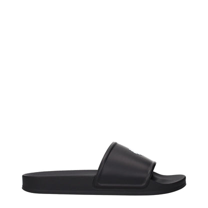 Marcelo Burlon Black Cotton Slippers with front logo, MPN CMIC001MAT001100, stylish black rubber slippers and clogs.