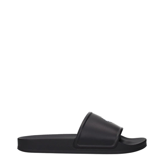 Marcelo Burlon Black Cotton Slippers with front logo, MPN CMIC001MAT001100, stylish black rubber slippers and clogs.