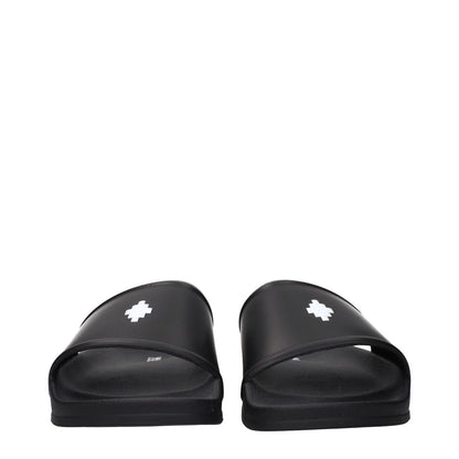 Marcelo Burlon Black Cotton Slippers with front logo, black rubber slippers, product code F84874.