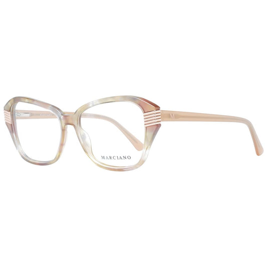 Marciano by Guess Beige Women Glasses Frame, full-rim plastic, cat eye style, includes branded case, size 54-16-145 with spring hinge.