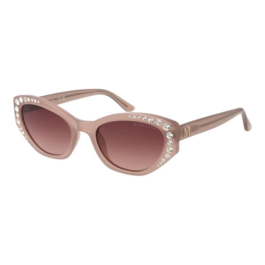 Marciano by Guess Beige Women Sunglass with full-rim stainless steel frame and pink gradient lenses, includes branded case for 100% UV protection.