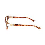 Side view of Marciano by Guess Bicolor Plastic Frames in havana color, featuring durable plastic material with lens measures 53/15/135mm.