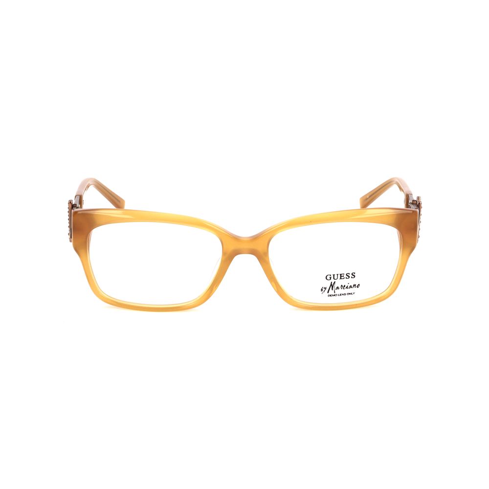 Front view of Marciano by Guess Orange Plastic Frames in amber color, model GM0137A15, unisex with dimensions 52/16/135 mm