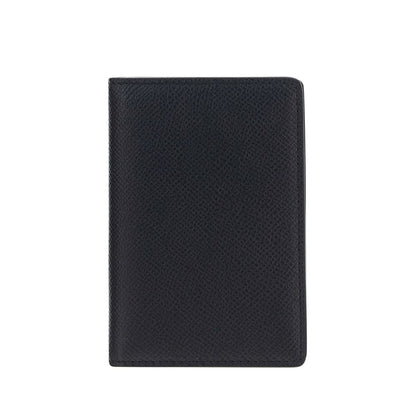 Margiela Black Calf Leather Bos Taurus Wallet with grained design and iconic brand embroidery, made in Italy.