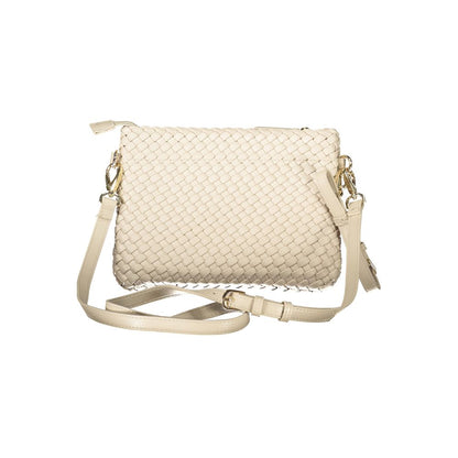 Mario Valentino Beige Polyethylene Women Handbag with woven design and adjustable strap