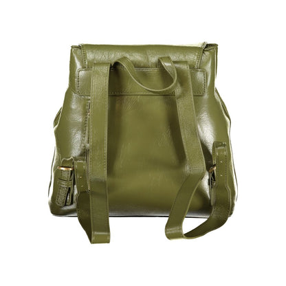 Mario Valentino Green Polyethylene Backpack with adjustable straps and multiple compartments for convenient storage.