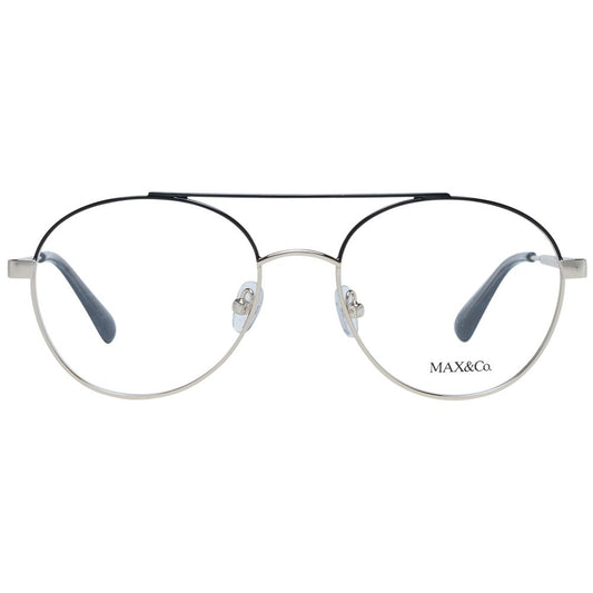 Alt Tag: Max & Co Gold Women Glasses Frame, full-rim metal round style with demo lenses, includes branded case.