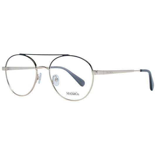 Max & Co Gold Women Glasses Frame, full-rim round metal design, demo lenses, size 56-17-140, luxury branded case included.