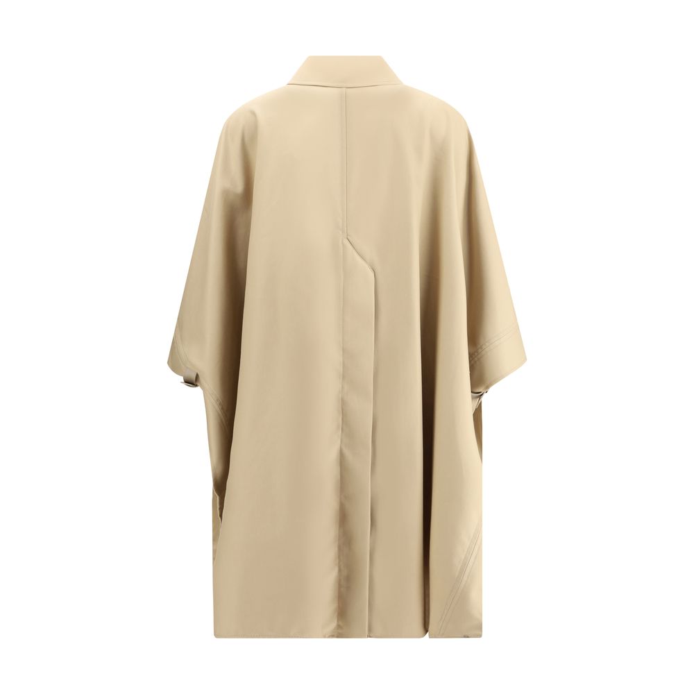 Back view of Max Mara Beige Cotton Coat with elegant cape design and classic details for AW25 season.