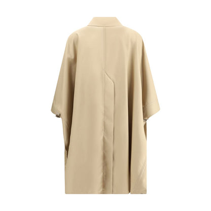 Back view of Max Mara Beige Cotton Coat with elegant cape design and classic details for AW25 season.