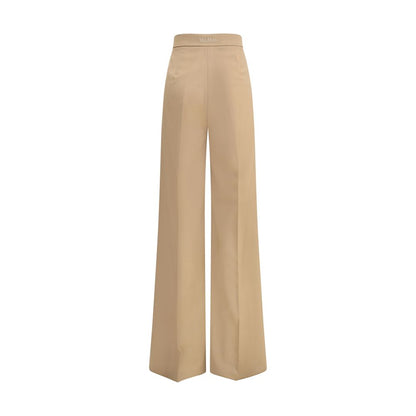 Max Mara Beige Fleece Wool Casual Pants with high-waist and straight hem, perfect for formal or office wear in AW25 season.