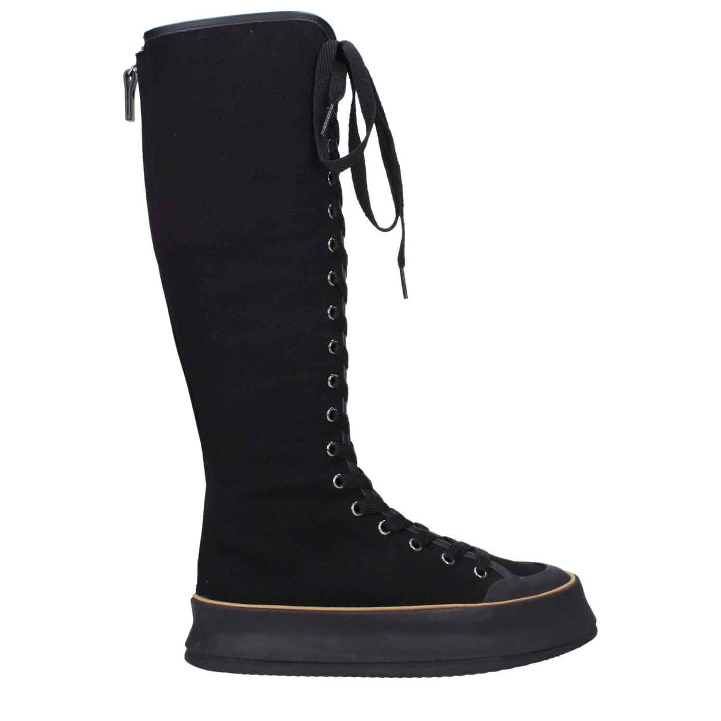 Max Mara Black Fabric Lace-Up Boots