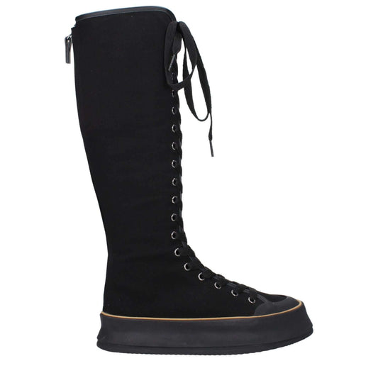 Max Mara Black Fabric Lace-Up Boots