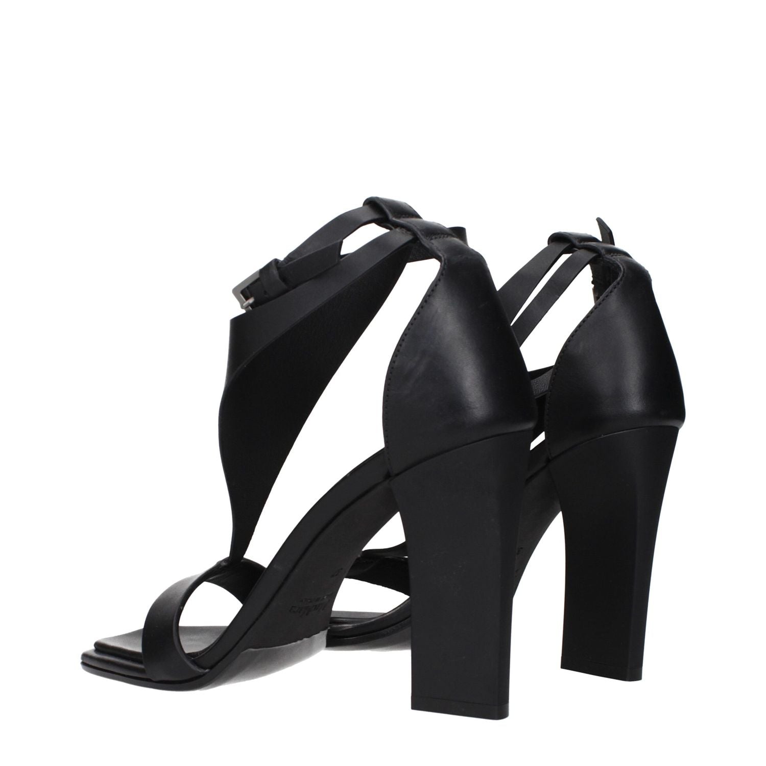Max Mara Black Leather Stiletto Heel Sandals