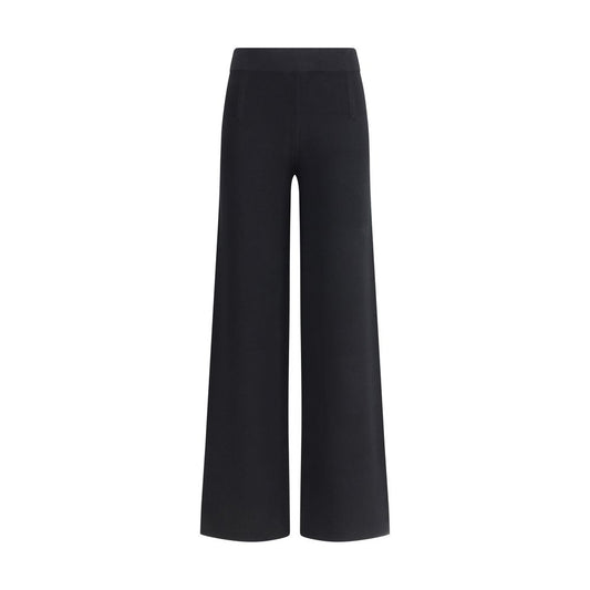 Max Mara Black Viscose Casual Pants with elastic waistband and wide leg design for elegance and comfort.