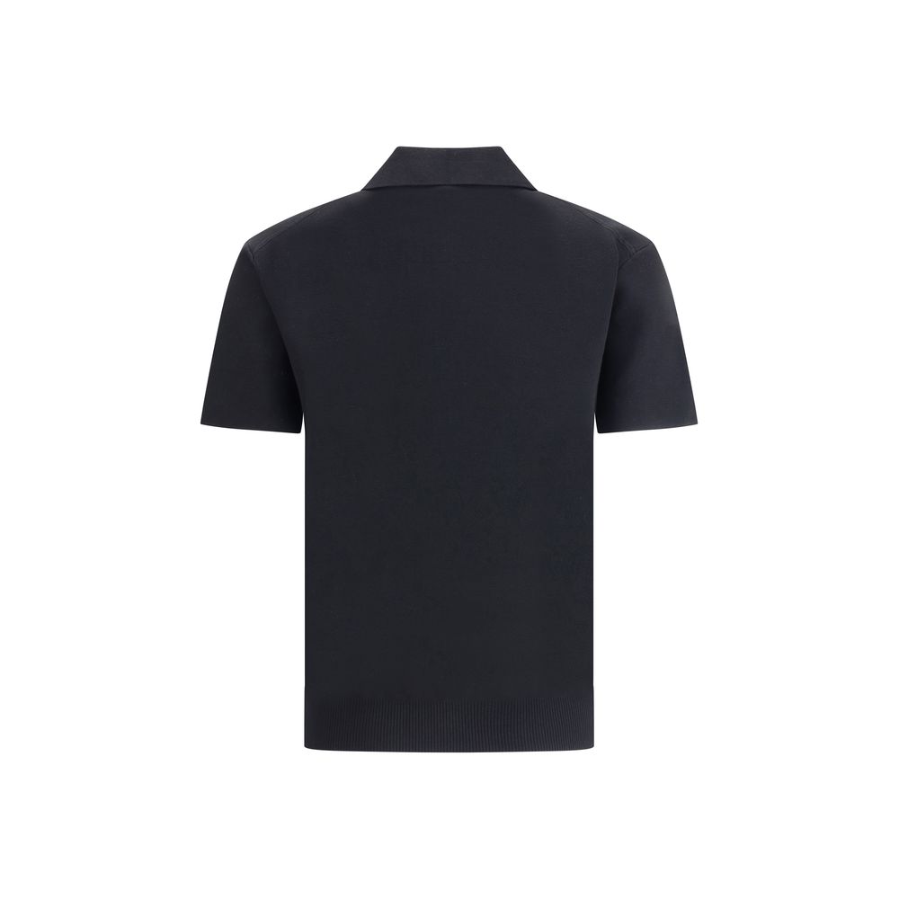 Back view of Max Mara Black Viscose Shirt featuring short sleeves and classic collar. Ideal for versatile and refined fashion looks.