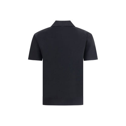 Back view of Max Mara Black Viscose Shirt featuring short sleeves and classic collar. Ideal for versatile and refined fashion looks.
