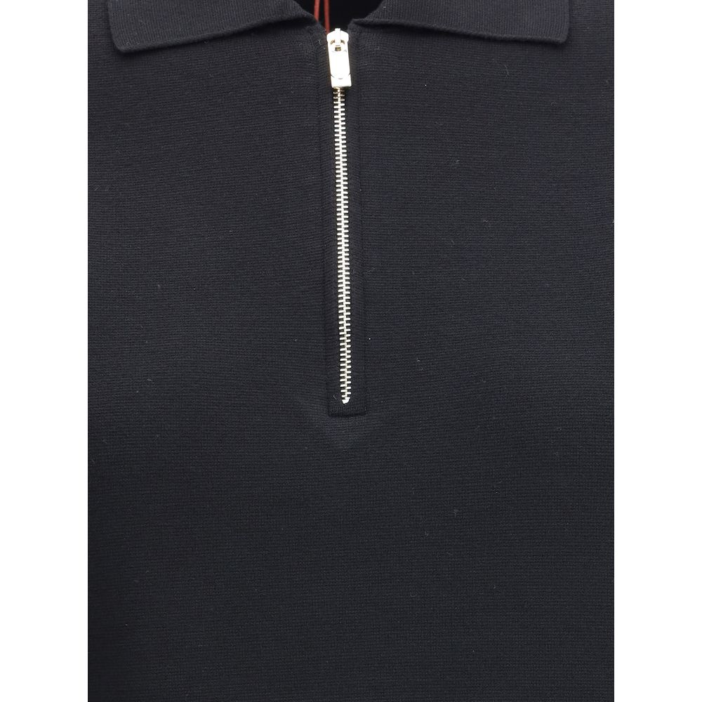 Max Mara Black Viscose Shirt with zipper and classic collar detail, showcasing elegance and versatile design for any occasion.